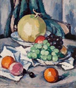 Frutas Mixtas - Melón, Uvas y Manzanas de Samuel John Peploe