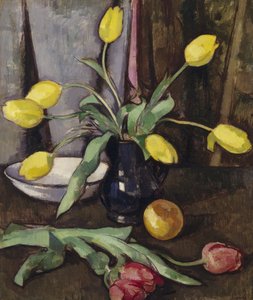 Naturaleza muerta con tulipanes (óleo sobre lienzo) de Samuel John Peploe
