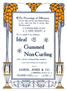 Samuel Jones & Co. - Anuncio de Goma Ideal No Enrollante, 1919 de Samuel Jones