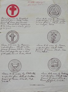 Diseños para lamens (joyas de collar) para los diversos oficiales de un Templo del Amanecer Dorado, 1888