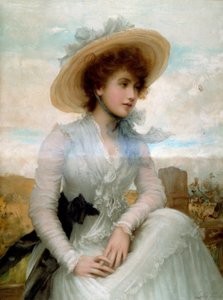 Retrato de una joven con sombrero de paja