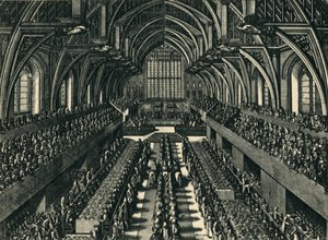 La Cena de Coronación de Jacobo II en el Salón de Westminster, 1685, 1947 de Samuel Moore