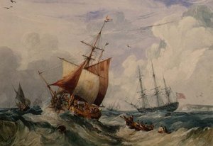 Un barco pesquero francés en un oleaje frente a Dover de Samuel Owen