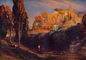 Emily y Valancourt en el Chateau Le Blanc: Lady Foix escucha al Dr. Foix, Misterios de Udulpho de Samuel Palmer
