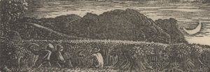 Cosecha bajo la luna creciente de Samuel Palmer