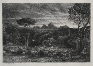 Abriendo el redil, 1880 de Samuel Palmer