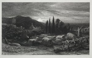 La luna creciente, 1857 de Samuel Palmer
