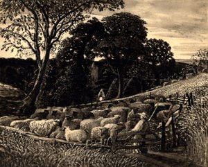 El redil de las ovejas, c.1831-32 (acuarela) de Samuel Palmer