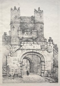 A Series of Ancient Buildings and Rural Cottages in the North of England:  At York, Medieval Gate de Samuel Prout