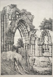 Una serie de edificios antiguos y cabañas rurales en el norte de Inglaterra: En York, Ruinas, 1821 de Samuel Prout