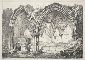 Una serie de edificios antiguos y cabañas rurales en el norte de Inglaterra: Parte de la Abadía de Kirkham, 182 de Samuel Prout
