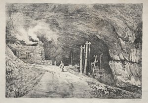Una Serie de Edificios Antiguos y Cabañas Rurales en el Norte de Inglaterra: Caverna de Peak, 1821 de Samuel Prout