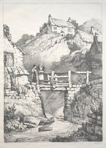 Una serie de edificios antiguos y cabañas rurales en el norte de Inglaterra: Runswick, 1821 de Samuel Prout