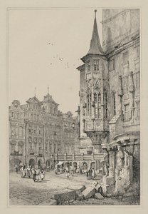 Facisimilies de Bocetos realizados en Flandes y Alemania: Hotel de Ville, Praga de Samuel Prout