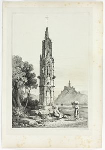 Cerca de Godesberg, a partir de facsímiles de bocetos realizados en Flandes y Alemania de Samuel Prout
