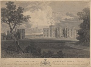 Vista suroeste del castillo de Dunster, Somersetshire de Samuel Rawle