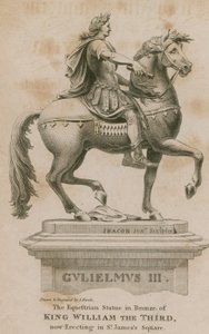 Estatua del Rey Guillermo III, ahora erigiéndose en St James