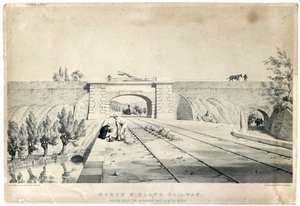 North Midland Railway Bridge under the Cromford Canal at Bull Bridge c1840 (litografía tintada sobre papel) de Samuel Russell