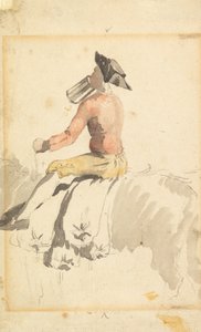 Un mozo a caballo, bebiendo