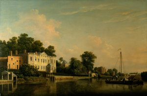 Vista de la villa de Alexander Pope, Twickenham, a orillas del Támesis. de Samuel Scott