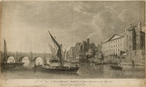 Vista del Puente de Westminster con partes adyacentes como en el año 1760 de Samuel Scott