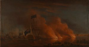 Naves francesas atacan a la flota británica frente a Quebec, 28 de junio de 1759 de Samuel Scott