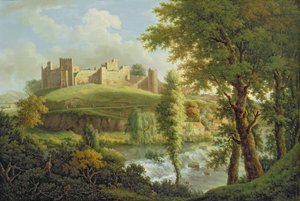 Castillo de Ludlow con Dinham Weir, desde el suroeste, c.1765-69