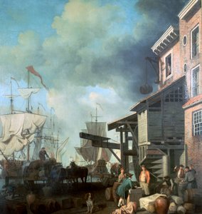 Pintura del Muelle de la Antigua Aduana de Samuel Scott