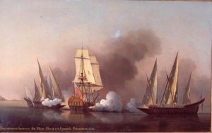 El compromiso entre el Sloop Blast y dos corsarios españoles de Samuel Scott