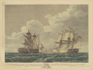 La fragata estadounidense capturando la fragata de Su Majestad Británica Macedonian de Samuel Seymour, after Thomas Birch