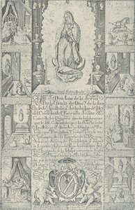 Indulgencia por donación de limosnas para la construcción de una Iglesia, 1608 facsímil 1930-40 de Samuel Stradanus
