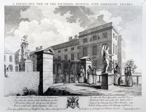 Vista en perspectiva del Hospital de Niños Abandonados, grabado por Edward Rooker, 1749 de Samuel Wale