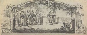 Diseño para la ilustración de un libro: ? Sacrificio antes de la batalla de Samuel Wale