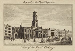 El frente de la Bolsa Real en la Ciudad de Londres