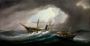 Barco de vapor a paletas "Great Western" en un vendaval, mediados-finales del siglo XIX (óleo sobre lienzo) de Samuel Walters