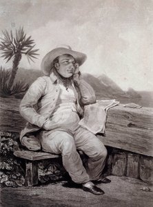 Retrato de Napoleón I (1769-1821) en Santa Elena. Grabado por Samuel William Reynolds (1820)