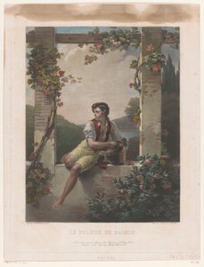 niño con sombrero lleno de uvas Le Voleur de Raisin (título sobre objeto)