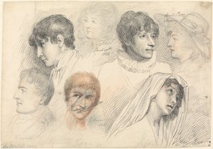 Retratos de actores como Mary Wells en el papel de Cowslip, John Kemble, Edmund Kean y Sarah Siddons en el papel de Hermione. de Samuel de Wilde