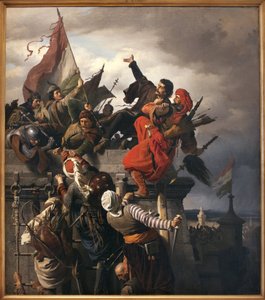 El sacrificio de Titusz Dugovics (? -1456). Héroe nacional húngaro, distinguido durante el sitio de Belgrado por el Imperio Otomano de Alexander von Wagner