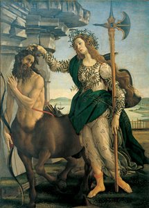 Palas (Atenea o Minerva) y el centauro, de Alessandro di Mariano dei Filipepi dit Sandro Botticelli (1445-1510), hacia 1482 - Florencia, Galería de los Uffizi. de Sandro Botticelli