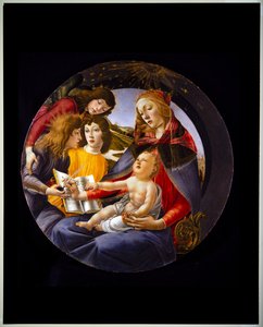 Virgen con el Niño y tres ángeles, también llamada Virgen del Magníficat (panel) de Sandro (1444/5 1510) Botticelli
