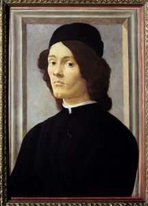 Retrato de un joven caballero melancólico, vestido de negro de Sandro Botticelli