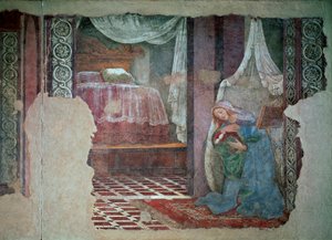 La Virgen de la Anunciación (detalle). Fresco de Alessandro di Mariano dei Filipepi dit Sandro Botticelli (1445-1510). 1481. Florencia, Galería de los Uffizi de Sandro Botticelli