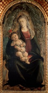 Virgen y Niño en gloria rodeados de ángeles serafines de Sandro Botticelli