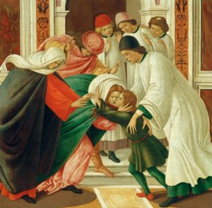 Vida y milagros de San Zenobio (Resurrección de los muertos) de Sandro Botticelli