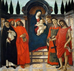 Madonna y el Niño con Santos Pala del Trebbio, c. 1490-1499 de Sandro Botticelli