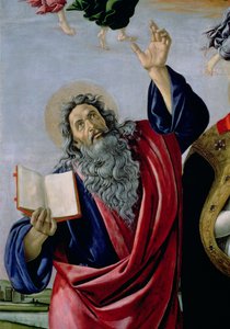 San Juan Evangelista del Retablo de la Coronación de la Virgen de San Marcos (detalle) de Sandro Botticelli