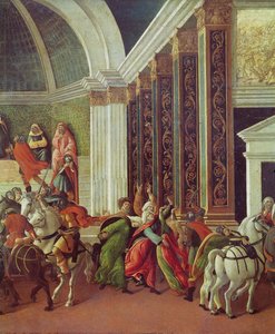 La Historia de Virginia (detalle de la derecha: asesinada por su padre Virginius) de Sandro Botticelli