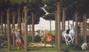 La historia de Nastagio degli Honesti, panel II de Sandro Botticelli