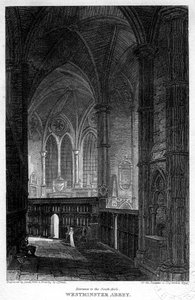 Entrada al pasillo sur, Abadía de Westminster, Londres, 1816 de Sands
